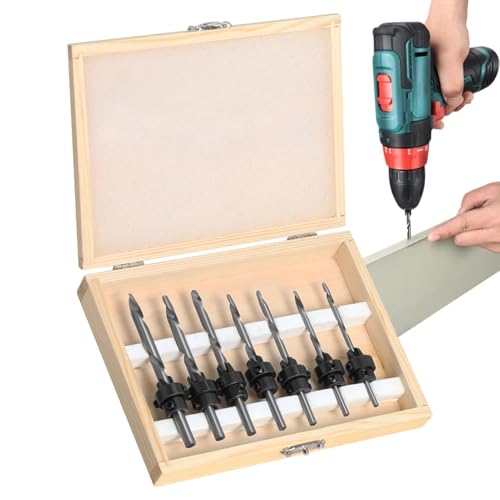 Countersink Drill Bit Set, 7PCS Wood Taper Hole Drill, Countersunk Head Drill Bits, Wood Drill Bit Set, Center Drill Bit Set, Tapered Drill Bits, 16in, 13/64in, 7/32in von Gvblkq