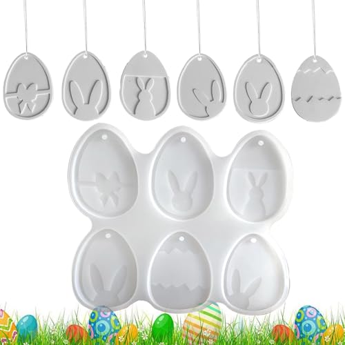 Easter Ornament Silicone Mold, Bunny Pendant Casting Mold, Seamless Crafting, Non Stick Silicone Design, Reusable and, (Set of 3), for Epoxy Resin and Concrete Crafting, von Gvblkq