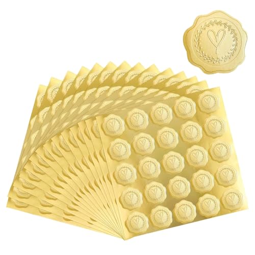 Gold Embossed Wax Seal, Adhesive Heart Foil Stickers, Elegant Envelope Seals, sturdy and Easy to Use, Perfect for Party Decor, and Valentine's Day Cards, 1.33x1.45 inches von Gvblkq