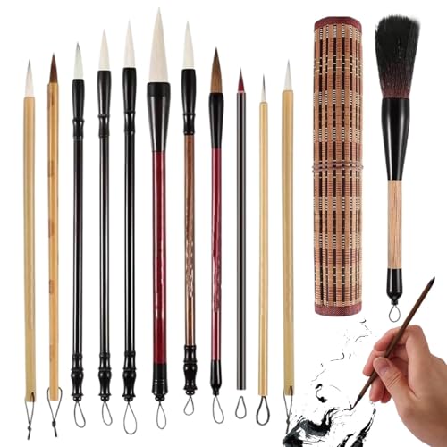 Gvblkq Chinesischer Kalligraphie-Pinsel, professioneller Malpinsel, traditionelle Kunstpinsel, chinesisches Pinsel-Set, Kalligraphie-Schreibwerkzeuge, Aquarell-Kunstpinsel, Zeichnung von Gvblkq