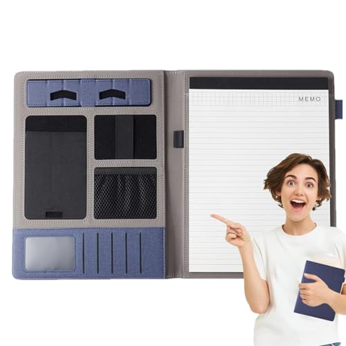 Gvblkq PU-Leder-Padfolio, Lebenslauf-Ordner, Notizblock im Lieferumfang enthalten, professioneller PU-Leder-Padfolio-Dokumenten-Organizer für Lebenslauf, Tablet, Telefon von Gvblkq