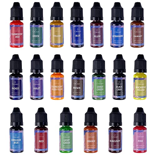 Gvolatee Kerzenfarben - 20 Farben Flüssig Kerzen Farbe für DIY Kerze, Kerzenherstellung - Hochkonzentriert Kerzenwachs Farbe Dye auf Gelwachs - je 10ml von Gvolatee