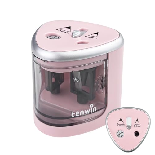 Gvolatee Spitzer Rosa, Anspitzer Dicke und Dünne Stifte Spitzmaschine, Elektrischer Behälter Pencil Sharpeners Sharpener Bleistiftanspitzer, Elektrisch Bleistiftspitzer Mit Dose Bleistift von Gvolatee