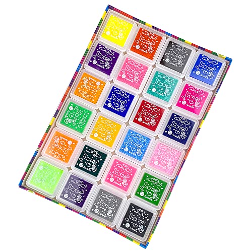 Gvolatee Stempelkissen Set,24 Farben Stempelkissen fingerabdrücke Ungiftig Abwaschbar Stamp Pad für Papier Handwerk Stoff Malerei DIY Geburtstag Geschenk (24 Farben) von Gvolatee