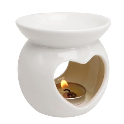 Gwezmxs Duftlampe für ätherische öle, Weiß Herzförmig, Duftlampe Keramik, Duftlampe Teelicht, DuftöL Lampe, Stövchen für DuftöLe, Hohes Volumen, Essential Oil Burner, 8x7cm von Gwezmxs