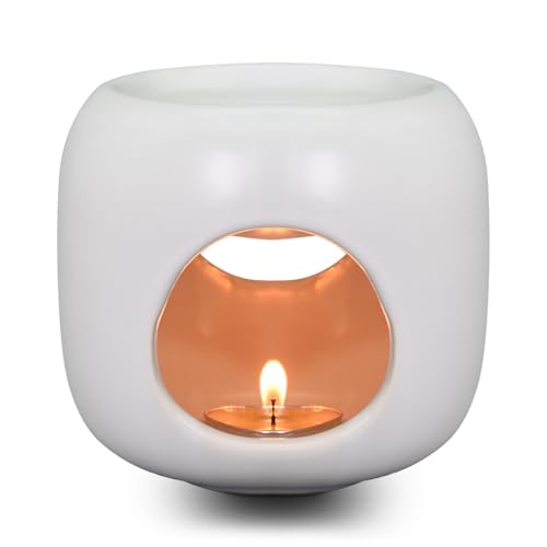 Gwezmxs Duftlampe für ätherische öle, Weiß Herzförmig, Duftlampe Keramik, Duftlampe Teelicht, DuftöL Lampe, Stövchen für DuftöLe, Hohes Volumen, Essential Oil Burner, 8x7cm von Gwezmxs