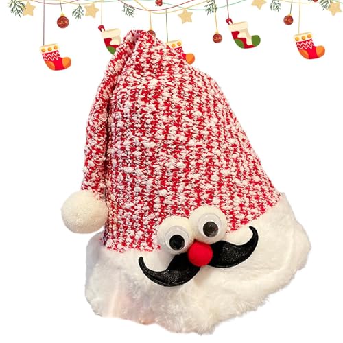 Gwtdtoad Süße Weihnachtsmütze für Kinder,Süße Weihnachtsmütze - Niedliche rote Weihnachtsmannmütze mit Pailletten,Holiday Decor Unisex Hirschgeweih Weihnachtsmann Weihnachtstuch für Damen und Herren von Gwtdtoad