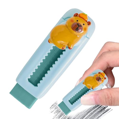 Niedliche Capybara Radiergummi Einziehbarer Radiergummi Kinder Push-Pull Bleistiftradierer Für Grundschüler, Schreibwaren, Geschenk, Belohnung 2,5x8,5x3 Cm von Gwtdtoad