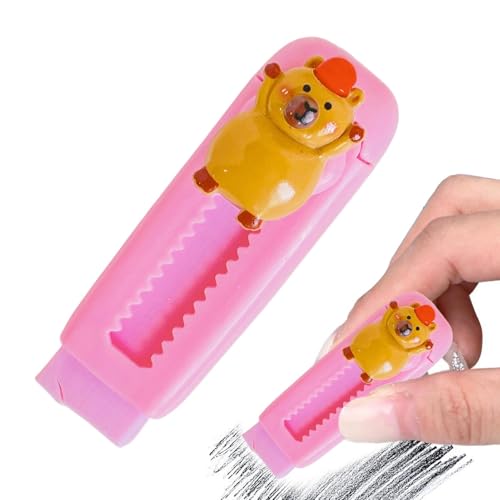 Niedliche Capybara Radiergummi Einziehbarer Radiergummi Kinder Push-Pull Bleistiftradierer Für Grundschüler, Schreibwaren, Geschenk, Belohnung 2,5x8,5x3 Cm von Gwtdtoad