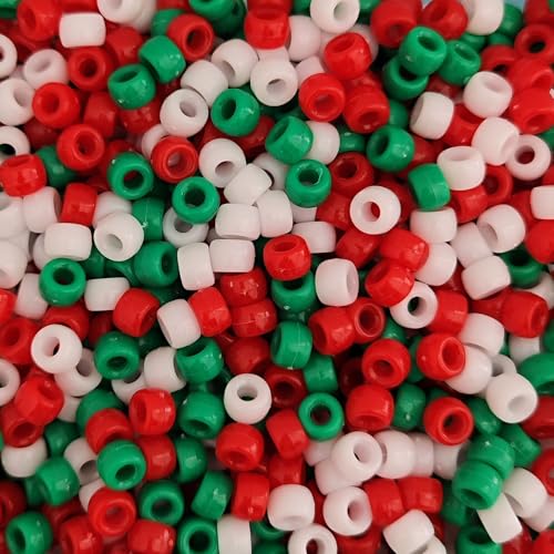 Gxadwzy 500 Stück Pony Beads 6x9mm Bunte mit Großem Loch für Weihnachtliche Bastelarbeiten und Dekorationen von Gxadwzy