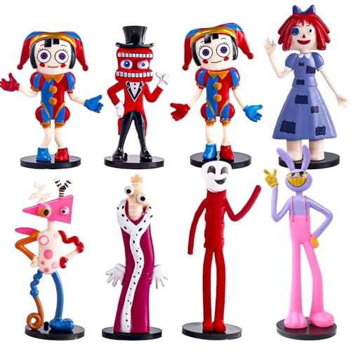 Gxhong 8Pcs The Digital Circus Figuren Set, The Digital Circus Cartoon Cake Toppers, The Digital Circus Geburtstagskuchen Dekoration, für Jungen Mädchen Kinderparty Tortendekorationen von Gxhong