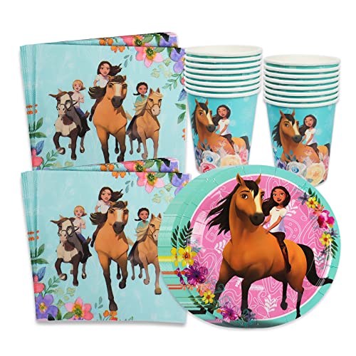 Spirit Thema Geburtstag Deko Party Supplies Set, Horse Party Deko Geburtstag Geschirr Kit, 48 pcs Pferd Geburtstag Party Set mit Pappteller Becher Servietten für Kinder Geburtstag Party Tischdeko von Gxhong