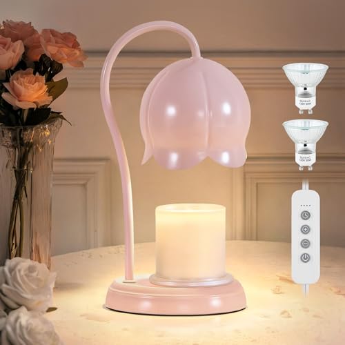 GyroVu Kerzenwärmer-Lampe, dimmbare Kerzenwachs-Schmelzlamp, Kerzenwärmer für die Heimdekoration, Rosa Kerzenlicht mit 2H/4H/8H Timer für Mädchen und Mütter von GyroVu