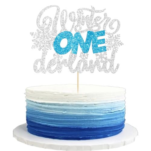 Gyufise 1 Packung Schneeflocke Winter Onederland Silber Blau Glitzer Kuchen Topper für Winter Wonderland Weihnachten Thema 1. Geburtstag Party Dekorationen Supplies von Gyufise