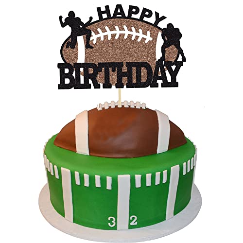Gyufise 1 x Fußball-Kuchenaufsatz, Rugby-Ball, Happy Birthday-Kuchendekorationen für Schüssel, Party-Dekoration, Touchdown, Sport, Thema, Spieltag, Partyzubehör, Dekorationen von Gyufise