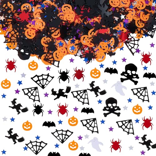 Gyufise 2700 Stück Halloween Konfetti Glitzer Konfetti Streusel Fledermäuse Spinne Kürbis Tischdekorationen Streudeko für Halloween Tischdekorationen von Gyufise