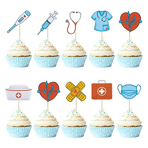 Gyufise 36 Stück Krankenschwester Cupcake Topper Krankenschwester Schule Abschluss Cupcake Picks für medizinische Rn Krankenschwester Grade Thema Geburtstag Party Kuchen Dekorationen Zubehör von Gyufise