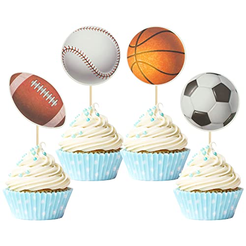 Gyufise 36 Stück Sport Cupcake Topper Baseball Rugby Cupcake Picks Basketball Zahnstocher Fußball Kuchen Dekor für Junge Happy Birthday für Sport Ball Spiel Thema Party Zubehör Dekoration von Gyufise