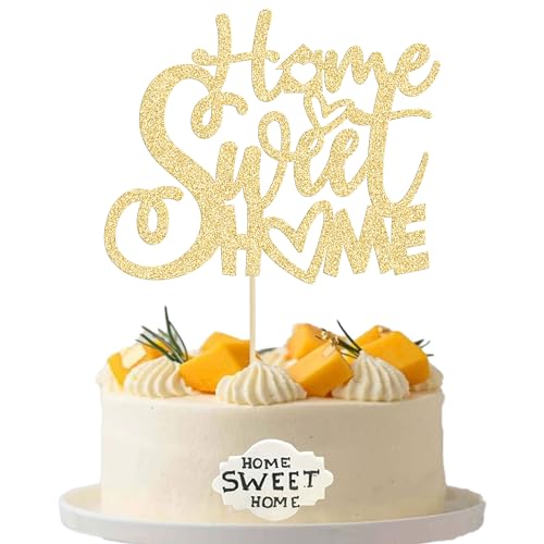 Gyufise Tortenaufsatz "Sweet Home", goldfarbener Glitzer-Schlüssel, Einweihungs-Kuchendekorationen für neues Zuhause, Motto-Party, Kuchendekorationen, Zubehör, 1 Stück von Gyufise