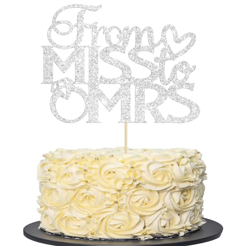 Gyufise Tortenaufsatz "Miss To Mrs" mit Diamantring von Miss to Mrs, Kuchendekoration für Verlobungsparty, Junggesellinnenabschied, Brautparty, Party, Kuchendekoration, 1 Stück von Gyufise