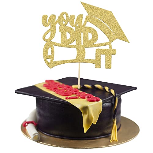 Gyufise Tortenaufsatz mit goldfarbenem Glitzer, Aufschrift "You Did It", 2024, Abschlussfeier, Kuchendekoration für Senioren, High School, Universität, College, Abschlussfeier, Partyzubehör, 1 Packung von Gyufise