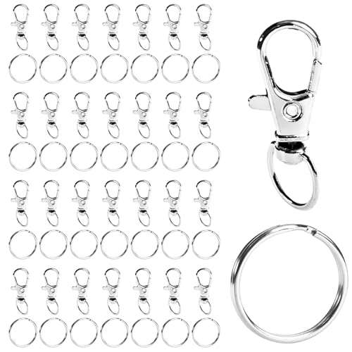 Schlüsselring Edelstahl Klein 100Stk Karabiner Schlüsselanhänger Basteln Selber Machen Ringe Karabinerhaken mit Drehgelenk(Silber) von Gyxcelc