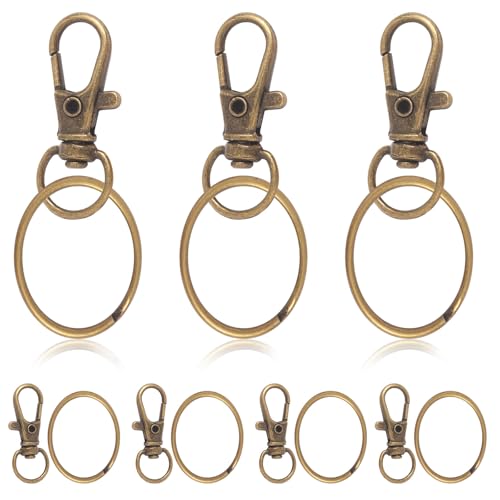 Schlüsselring Edelstahl Klein 84Stk Karabiner Schlüsselanhänger Basteln Selber Machen Ringe Karabinerhaken mit Drehgelenk-Bronze von Gyxcelc