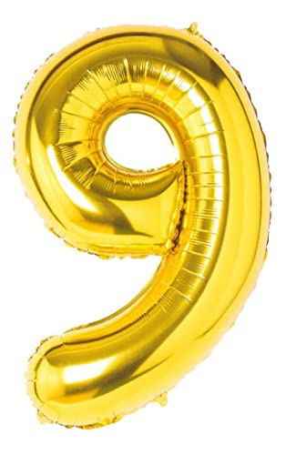 Folienballon goldener nummer 9, Riese Luftballon Geburtstag 110cm, Folienballon Zahl ideal für Party, Jubiläum, Geburtstag, Zahlenballon, Helium Folienballon goldener nummer 9, Riese Luftballon Geburtstag 110cm, Folienballon Zahl ideal für Party, Jubiläum, Geburtstag, Zahlenballon, Helium von H HANSEL HOME