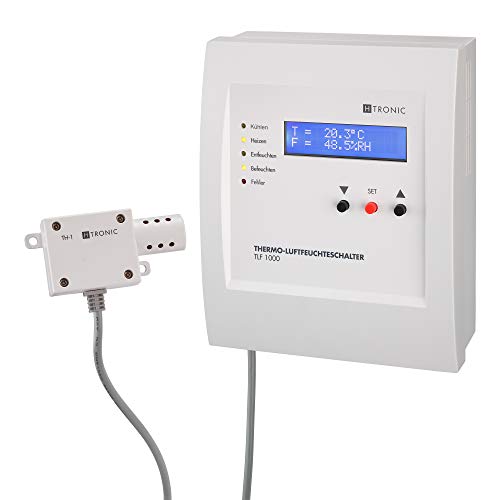 TLF1000 Temperatur-Luftfeuchteschalter inkl. Sensor, Thermostat, Hygrostat, 230V von H-Tronic