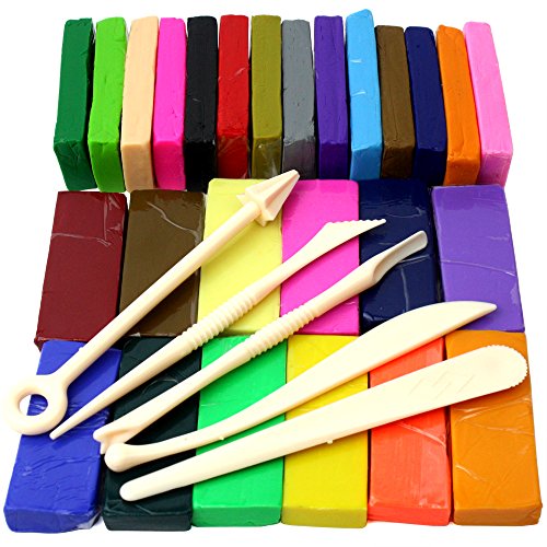 H&S 650 g 26 Farben Ofen Backen Polymer Clay Block Modellierung Formen Sculpey Tool Set - Formton - Air Dry Clay - Clay Kids - Kids Clay Modellierset - Farbiger Ton - Modelliermasse Ofen Backen von H&S