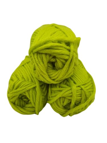 Häkelgarn – Strickgarn - Mützengarn -über 30 Farben zur Wahl- Set mit Label- 3 Knaul a 50gr ohne Banderole - Wolle zum Stricken und Häkeln -Ll. 55m /50g, 30% Merinowolle Farbe (115 gelb) von H&W Vertrieb