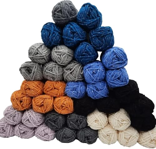 Häkelwolle - Strickgarn, Set aus 40 Wollknäuel (8 Farben je 5 Knaul) mit modischem Effekt – 50g pro Knäuel, Wolle zum Häkeln & Stricken, Weiche Wolle für Schals, Pullover, Mützen, von H&W Vertrieb