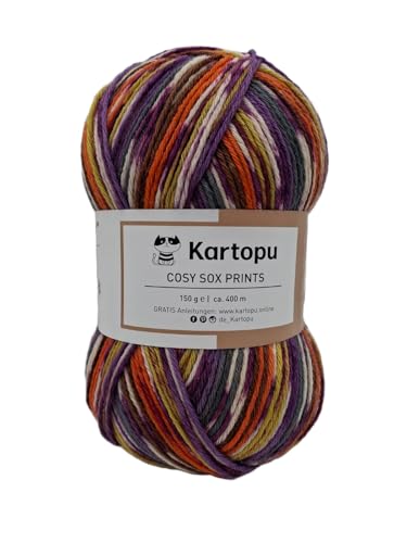 Sockenwolle 6fach -Kartopu Strumpfwolle 150gr Knaul – 6fädiges Strumpfgarn in grosser Farbauswahl - 375m-Lauflänge – Ökotexzertifiziert Made in Europe - Farbe (7004) von H&W Vertrieb