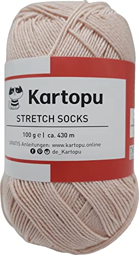 Sockenwolle Stretch – Sommersockenwolle -viele Farben zur Auswahl -Sockengarn auch für Wollallergiker- Tierhaarfreies Strumpfgarn-100gr Knaul 430m Lauflänge- Ökotexzertifiziert (1225 rosa) von H&W Vertrieb