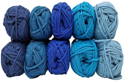 Strickgarn Häkelgarn Allroundgarn Amigurumiwolle – große Farbauswahl- 10x25gr Knaul ohne Banderole- hochwertige Verarbeitung- Wolle mit 57% Baumwolle Farbe (1 blau) von H&W Vertrieb