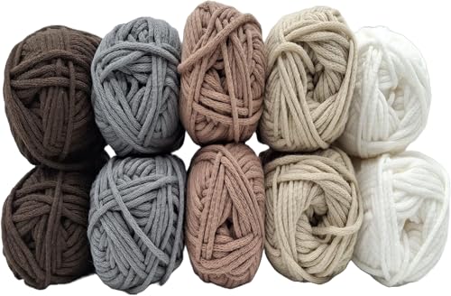 Strickgarn Häkelgarn Allroundgarn Amigurumiwolle – große Farbauswahl- 10x25gr Knaul ohne Banderole- hochwertige Verarbeitung- Wolle mit 57% Baumwolle Farbe (2 creme) von H&W Vertrieb