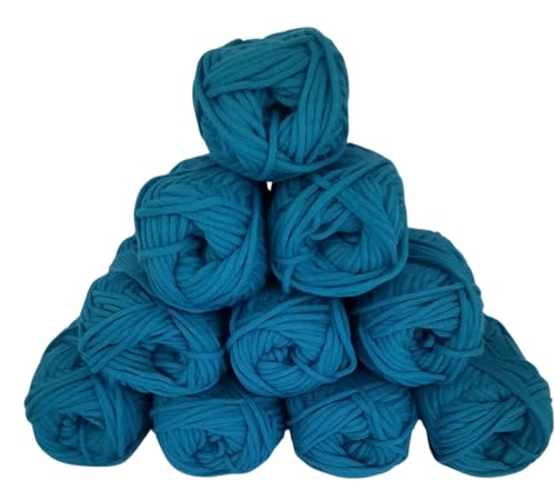 Strickgarn Häkelgarn Allroundgarn Amigurumiwolle – große Farbauswahl- 10x25gr Knaul ohne Banderole- hochwertige Verarbeitung- Wolle mit 57% Baumwolle Farbe (552 türkis) von H&W Vertrieb