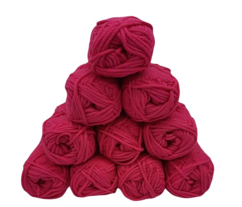 Strickgarn Häkelgarn Allroundgarn Amigurumiwolle – große Farbauswahl- 10x25gr Knaul ohne Banderole- hochwertige Verarbeitung- Wolle mit 57% Baumwolle Farbe (562 magenta) von H&W Vertrieb