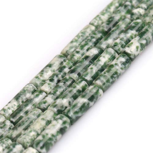 4 x 13 mm natürliche grüne Jadeperlen, Säulen-Zylinderrohr, Halbedelsteinperlen für Schmuckherstellung, Strang, 38 cm (28 Stück) von HAAMIIQII