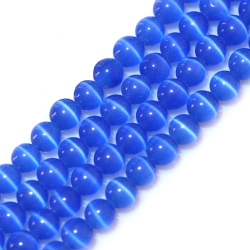 6mm Runde Royal Blue Cat Eye Perlen Lose Edelsteinperlen für Schmuck Making Strang 15 Inch (63-66pcs) von HAAMIIQII