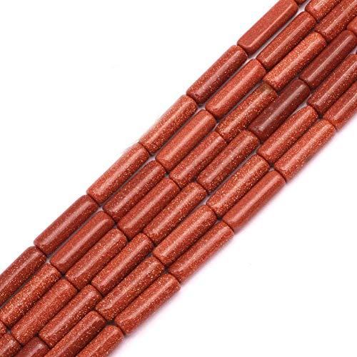 HAAMIIQII 28pcs 4x13mm Natürliche Goldstein Perlen Säule Zylinder Tube Lose Edelstein Perlen für Schmuck Herstellung DIY Armband Halskette von HAAMIIQII