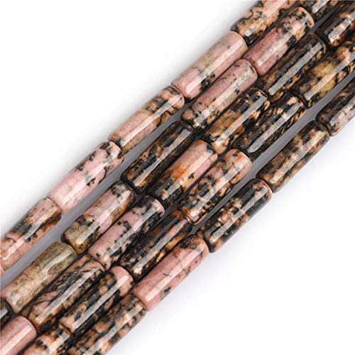 HAAMIIQII 28pcs 4x13mm Natürliche Rhodonit Perlen Säule Zylinder Tube Lose Edelstein Perlen für Schmuck Herstellung DIY Armband Halskette von HAAMIIQII