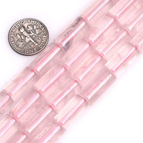 HAAMIIQII 28pcs 4x13mm Natürliche Rosenquarz Perlen Säule Zylinder Tube Lose Edelstein Perlen für Schmuck Herstellung DIY Armband Halskette von HAAMIIQII