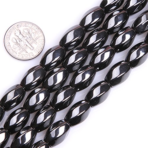 HAAMIIQII 30pcs 8x12mm Natürliche Schwarze Hämatit Lose Edelstein Perlen Olivary Twist Abstandsstein Perlen für Schmuck Herstellung DIY Armband Halskette von HAAMIIQII