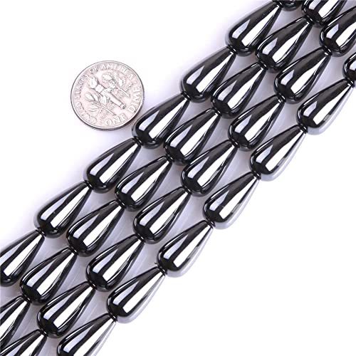 HAAMIIQII 30pcs 8x12mm natürliche schwarze Hämatit Lose Edelstein Perlen Tropfenform Abstandsstein Perlen für Schmuck Herstellung DIY Armband Halskette von HAAMIIQII