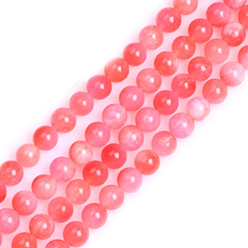 HAAMIIQII 35 Stück 10 mm rosa Jade-Perlen, rund, lose Edelsteinperlen für Schmuckherstellung, DIY, Armband, Halskette von HAAMIIQII