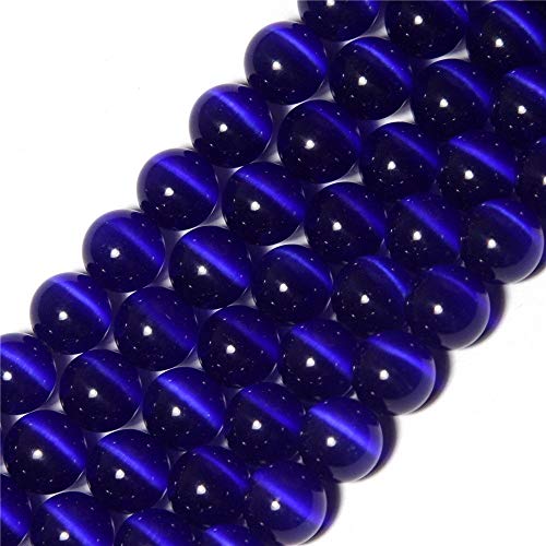 HAAMIIQII 35pcs 10mm Dunkelblau Cat Eye Perlen Runde Lose Edelstein Perlen für Schmuck Herstellung DIY Armband Halskette von HAAMIIQII