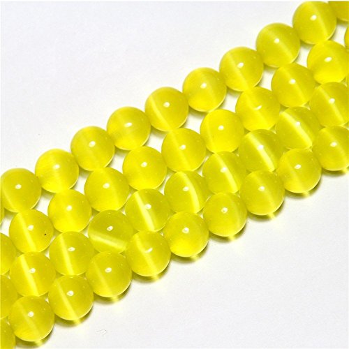 HAAMIIQII 35pcs 10mm Gelb Cat Eye Perlen Runde Lose Edelstein Perlen für Schmuck Herstellung DIY Armband Halskette von HAAMIIQII