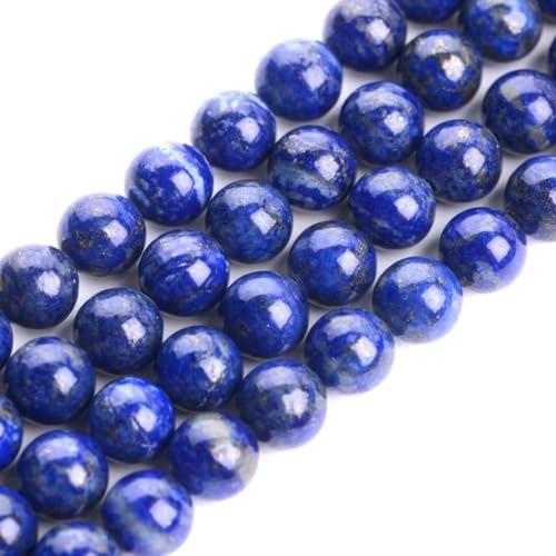 HAAMIIQII 35pcs 10mm Lapis Lazuli Perlen Runde Lose Edelstein Perlen für Schmuck Herstellung DIY Armband Halskette von HAAMIIQII