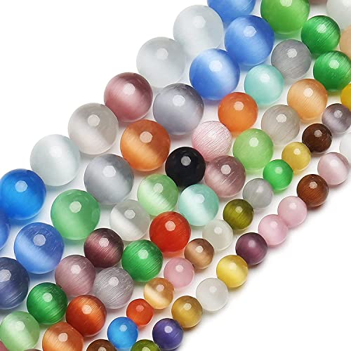 HAAMIIQII 35pcs 10mm Mischfarbe Cat Eye Perlen Runde Lose Edelstein Perlen für Schmuck Herstellung DIY Armband Halskette von HAAMIIQII